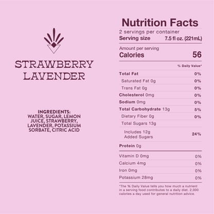 Root Elixirs Sparkling Strawberry Lavender Premium Cocktail Mixer- 8 Cans 7.5 oz