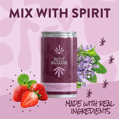 Root Elixirs Variety Pack | Root Elixirs Sparkling Premium Cocktail Mixers Cans - 24 Cans (7.5 oz)