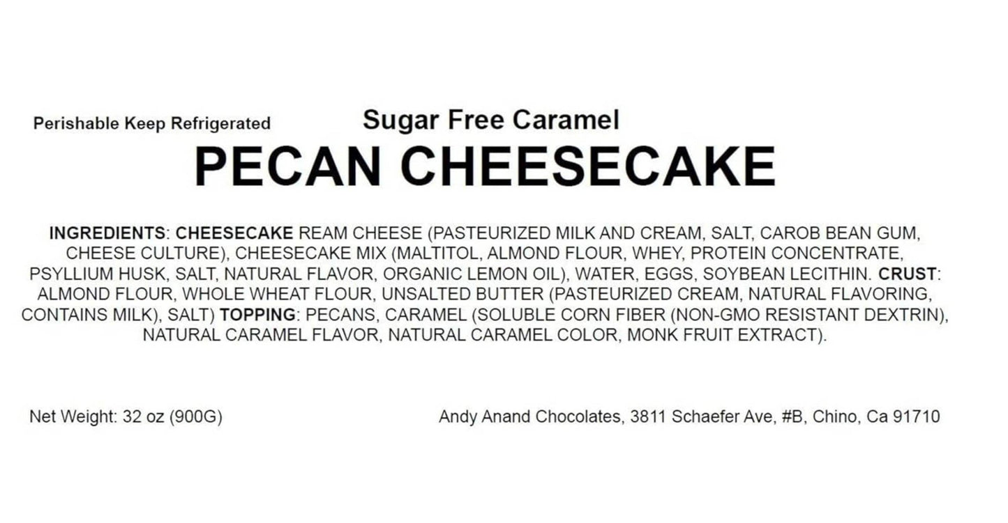 Andy Anand Sugar Free Pumpkin Pecan Cheesecake: Made with Pecans, Fresh Eggs & Cream, Soft Moist, Best Cheese Cake For Anniversary Celebrations & Dessert Lovers (2.4 lbs)