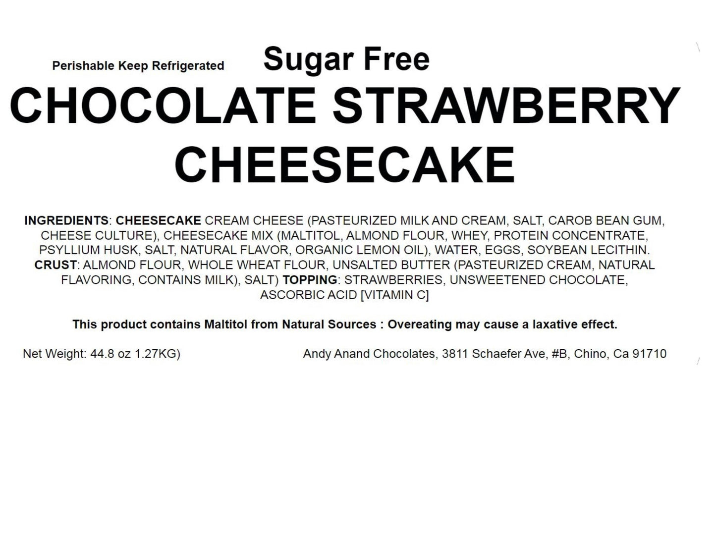 Andy Anand Sugar Free Chocolate Strawberry Cheesecake 9" with Real Chocolate Truffles: Unforgettable Taste, Best Cheese Cake For Celebrations & Diabetic Dessert Lovers (2.8 lbs)