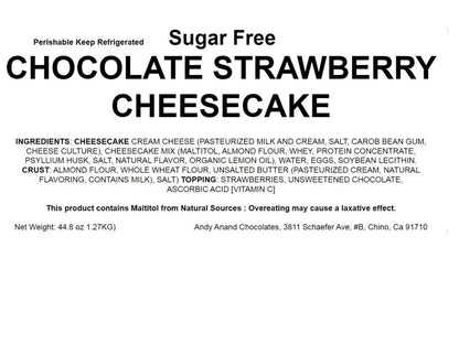 Andy Anand Sugar Free Chocolate Strawberry Cheesecake 9" with Real Chocolate Truffles: Unforgettable Taste, Best Cheese Cake For Celebrations & Diabetic Dessert Lovers (2.8 lbs)