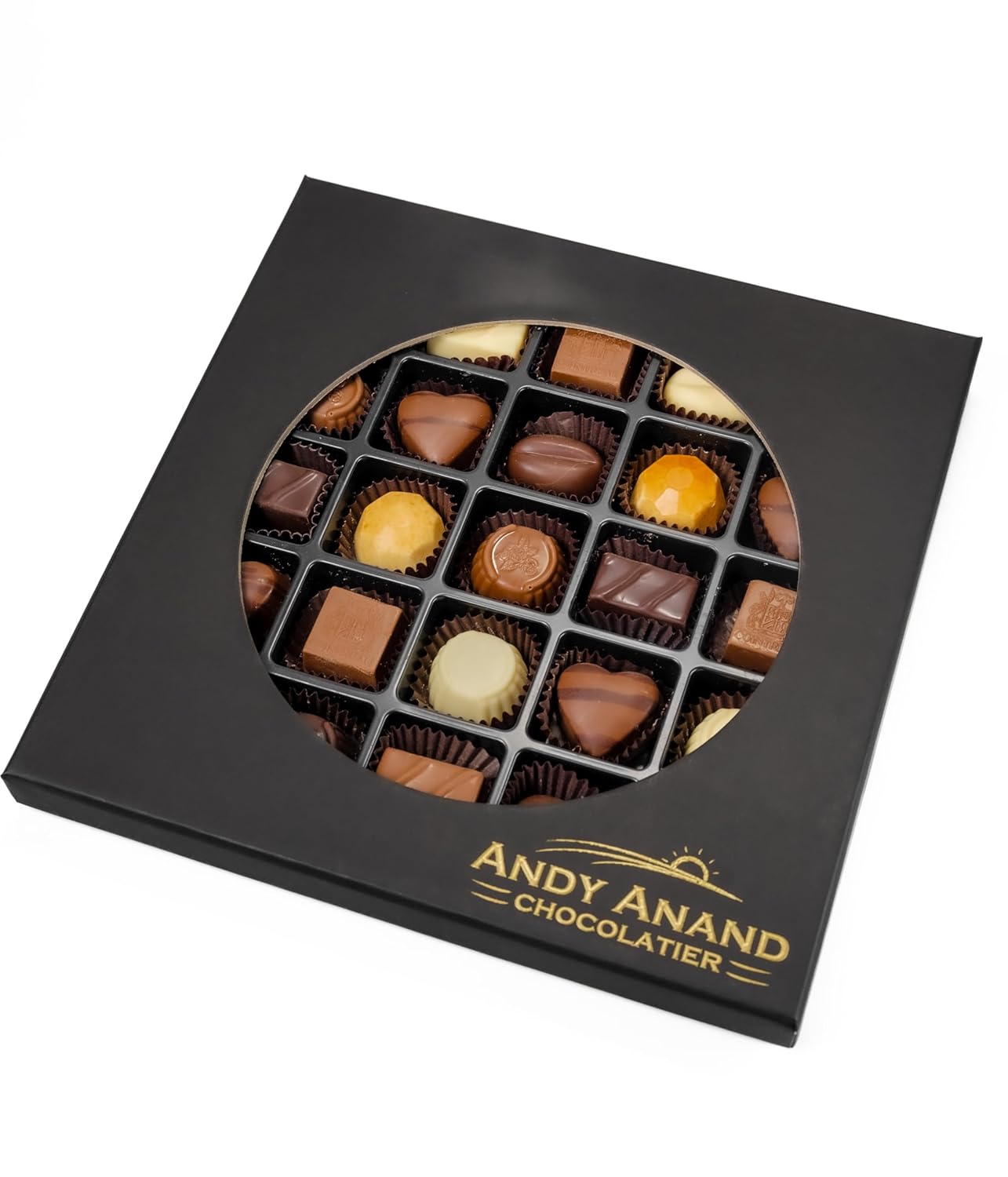 Andy Anand Sugar-Free Belgian Chocolate Truffles, 24 pc, 60% Cacao – Espresso, Hazelnut, Strawberry, Coconut, Cherry & Orange, Keto Gift