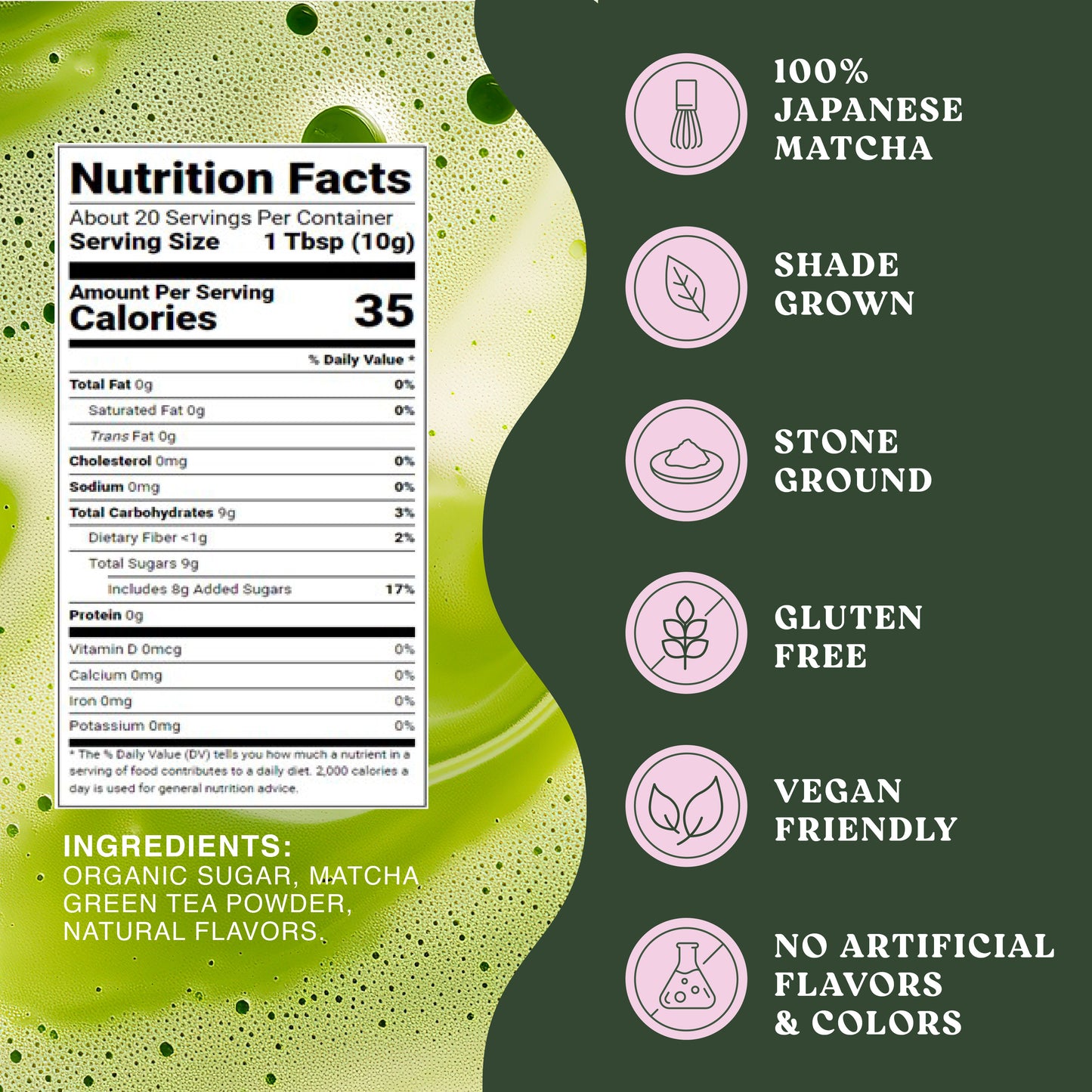 Harmony Matcha Lavender – Premium Shade-Grown Japanese Matcha, Sweetened with Organic Sugar, 20 Servings