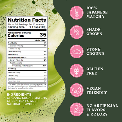 Harmony Matcha Strawberry – Premium Shade-Grown Japanese Matcha, Sweetened with Organic Sugar (10 Stick Packs)