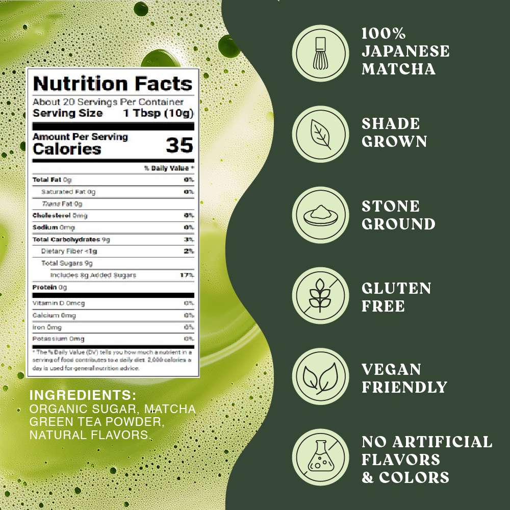 Harmony Matcha Yuzu – Premium Shade-Grown Japanese Matcha, Sweetened with Organic Sugar, 20 Servings