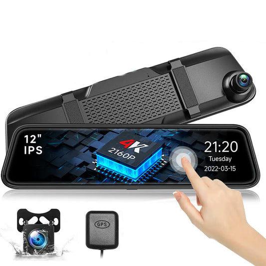 Style Loft Collection AutoStyle Smart Touchscreen Rearview Mirror with GPS and 4K Front and Rear Dash Cam