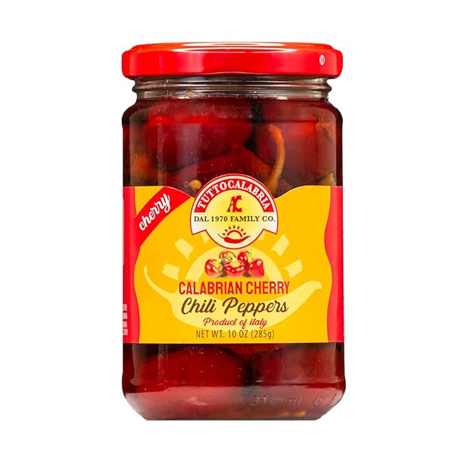 TuttoCalabria, Whole Round Cherry Calabrian Peppers in Oil, 10 oz