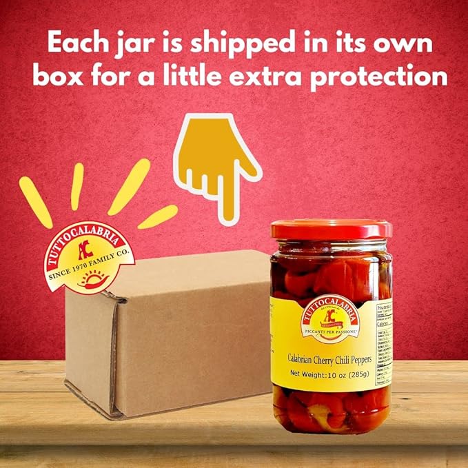 TuttoCalabria, Whole Round Cherry Calabrian Peppers in Oil, 10 oz