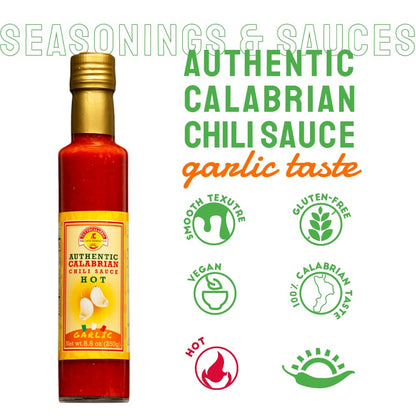 TuttoCalabria Authentic Smooth Calabrian Chili Pepper Sauce with Garlic, 250ml