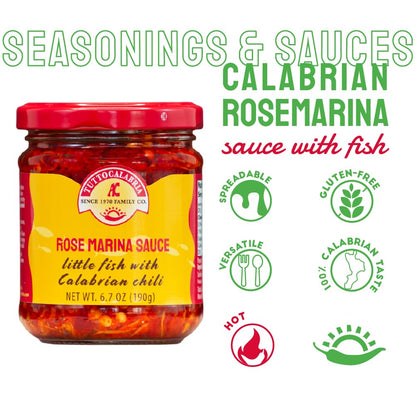 TuttoCalabria, Rosa Marina Sauce - little fish with Calabria chili pepper, 6.5oz (185g)