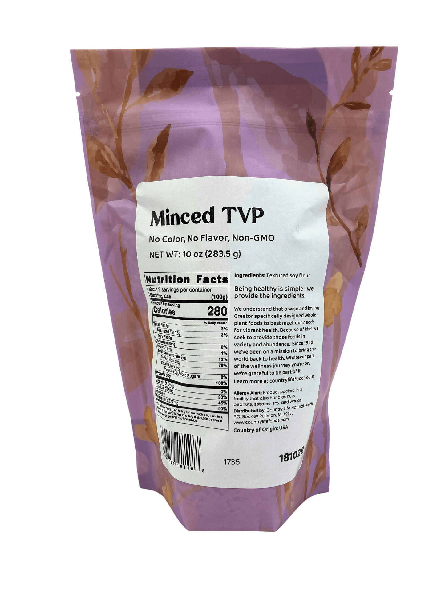 TVP Minced 1/4", No Added Color or Flavor, Non-GMO