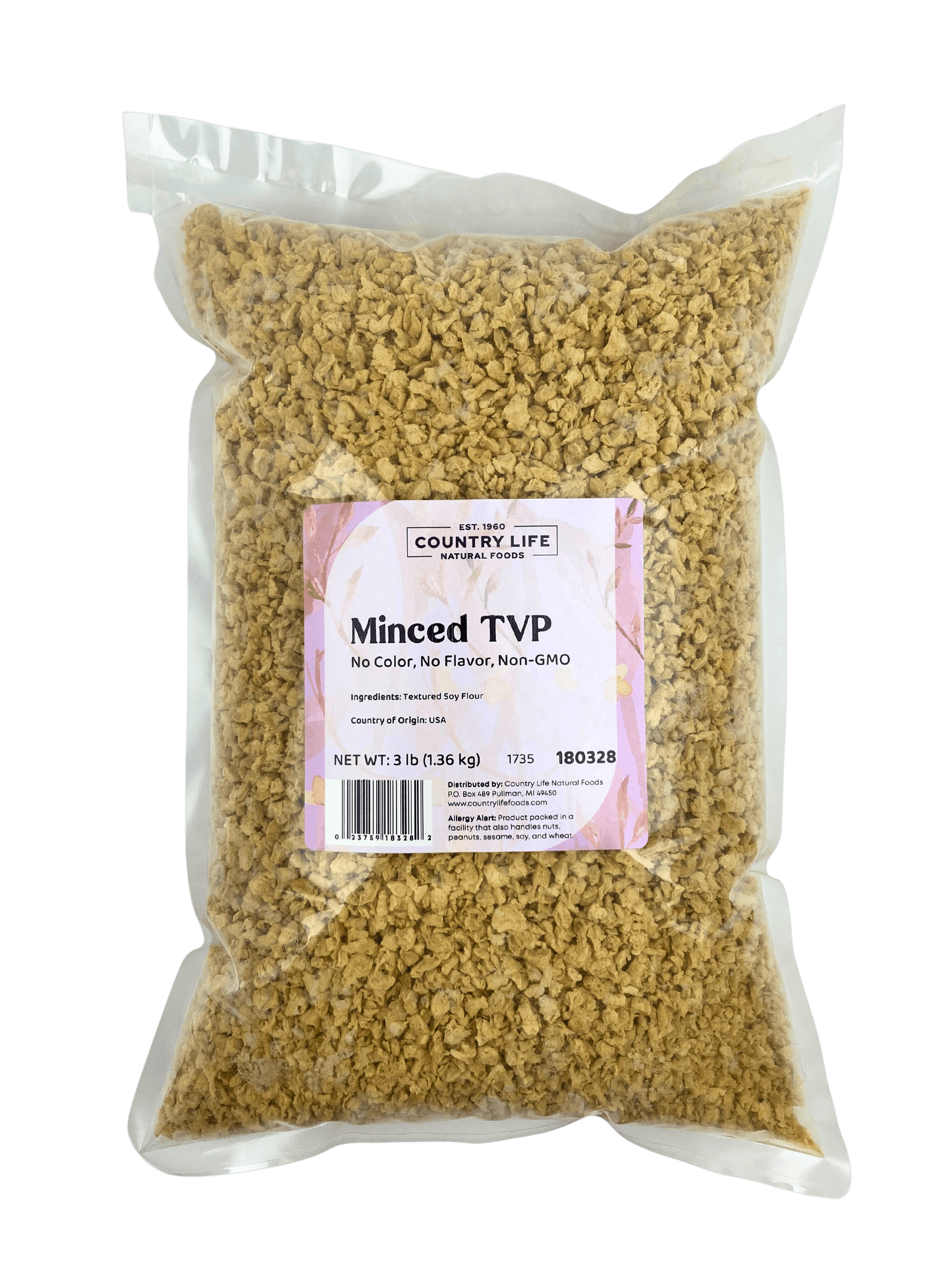TVP Minced 1/4", No Added Color or Flavor, Non-GMO