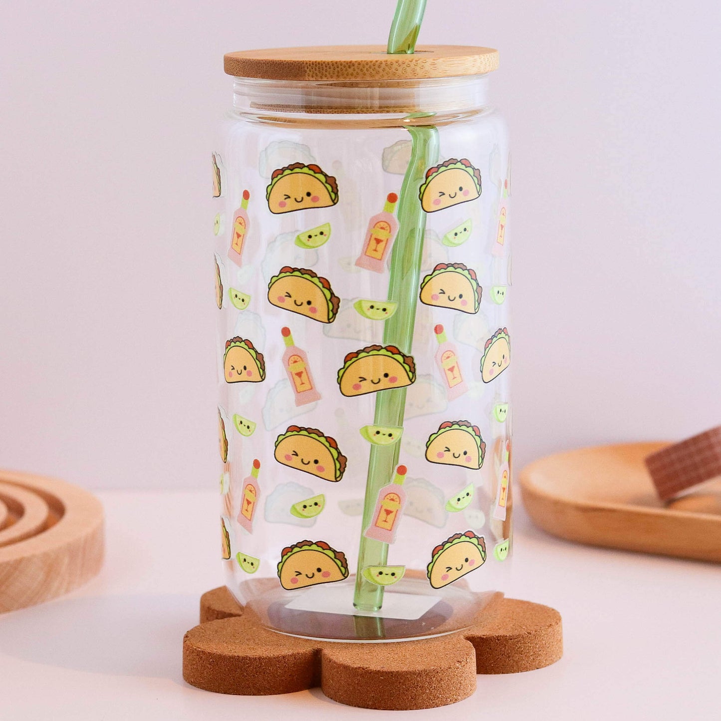 Tacos and Margarita 16 oz Glass Cup Set