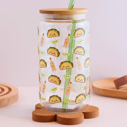 Tacos and Margarita 16 oz Glass Cup Set