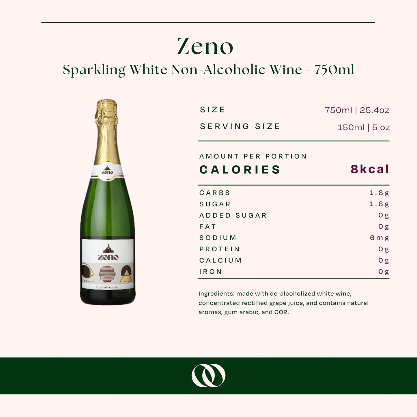Zeno - Sparkling White Non-Alcoholic Wine - 750ml