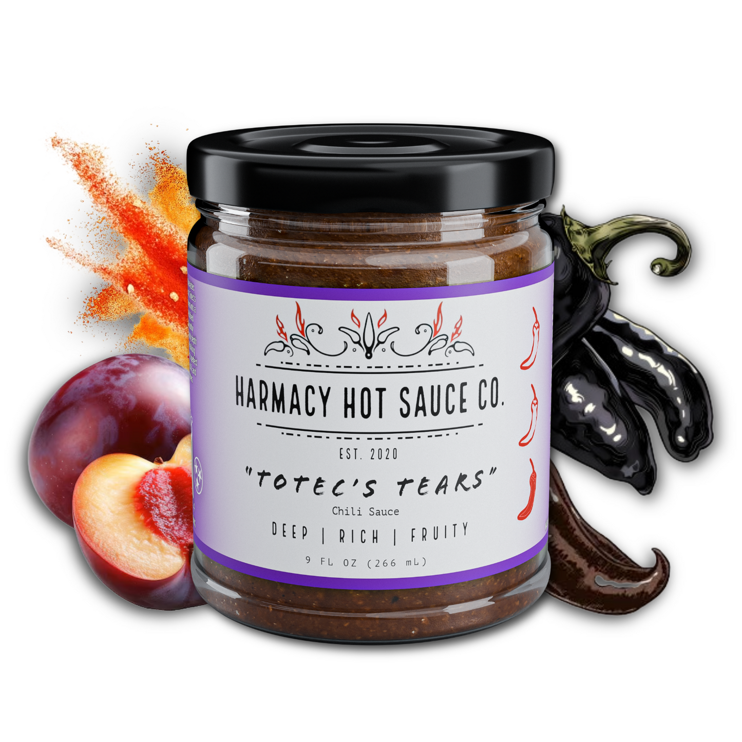 Totec's Tears - Dried Chili & Plum Pepper Sauce (9oz)