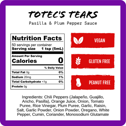 Totec's Tears - Pasilla & Plum Pepper Sauce (9oz)