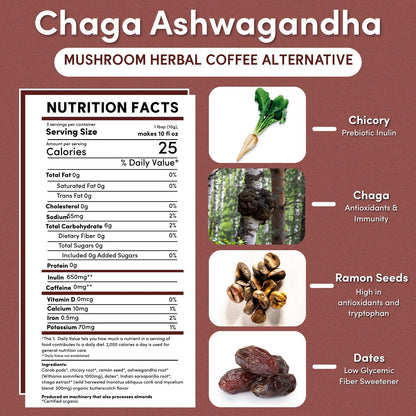 Chaga Ashwagandha Butterscotch Cream Mushroom Herbal Coffee