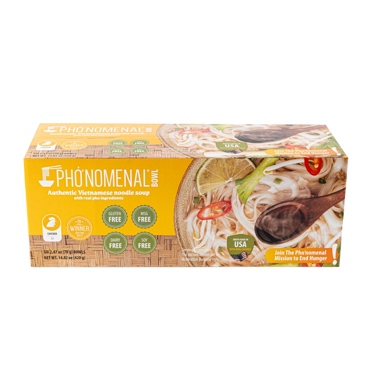 Pho’nomenal Bowl Instant Chicken Pho (Case of 6 Bowls)