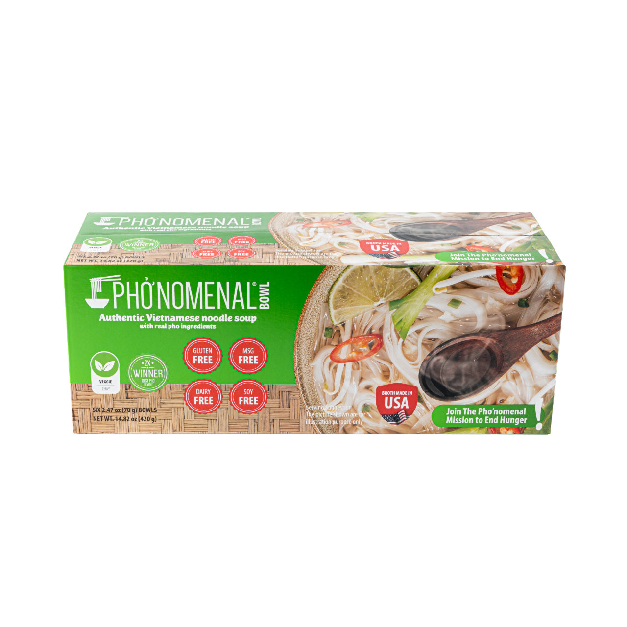 Pho’nomenal Bowl Instant Veggie Pho (Case of 6 Bowls)
