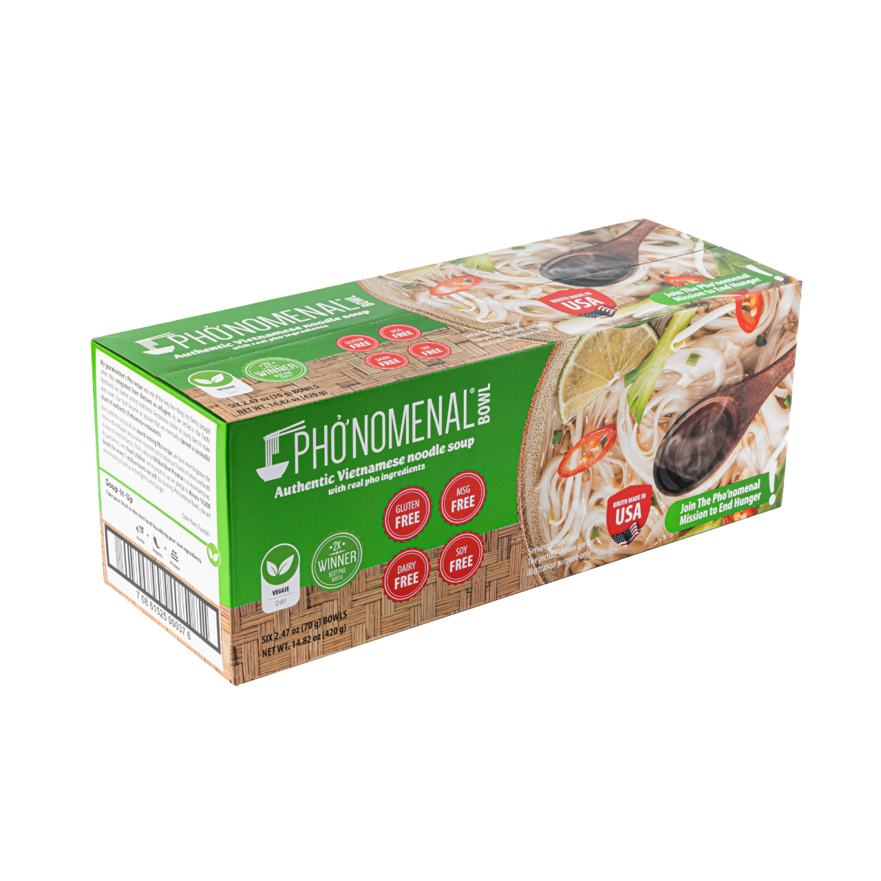 Pho’nomenal Bowl Instant Veggie Pho (Case of 6 Bowls)
