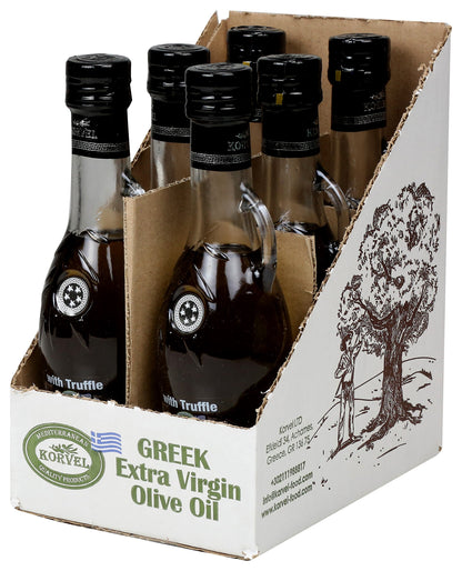 KORVEL Greek Extra Virgin Olive Oil with Truffle, 8.45 fl oz - 6 Pack