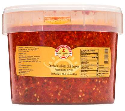TuttoCalabria Crushed Calabrian Chili Peppers – 98.7 oz (2.8 kg) Tub
