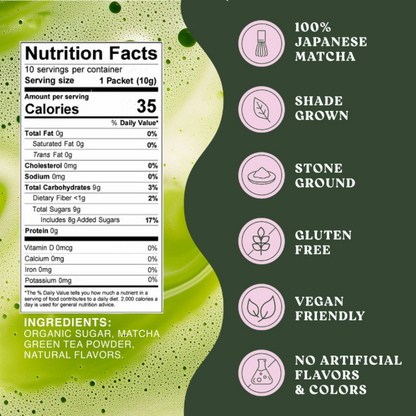 Harmony Matcha Lavender – Premium Shade-Grown Japanese Matcha, Sweetened with Organic Sugar (10 Stick Packs)