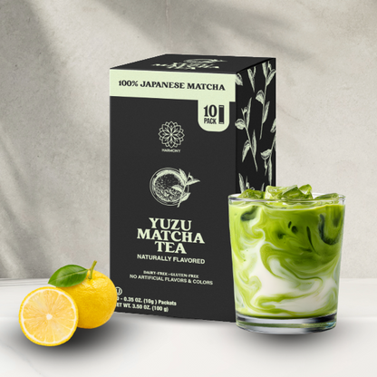 Harmony Matcha Yuzu – Premium Shade-Grown Japanese Matcha, Sweetened with Organic Sugar (10 Stick Packs)