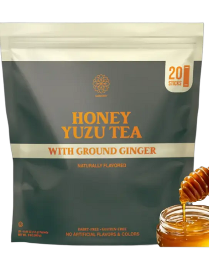 Harmony Matcha Honey Yuzu Tea With Ground Ginger – Premium Black Tea, Sweetened with Honey and Organic Sugar, 20 Servings