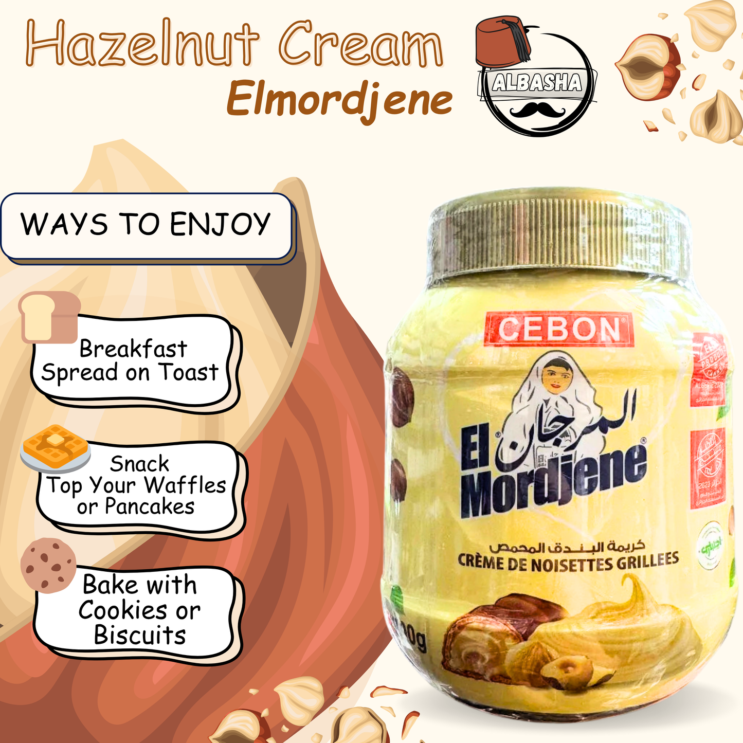 Cebon El Mordjene Creamy Hazelnut Chocolate Spread 700 Gr
