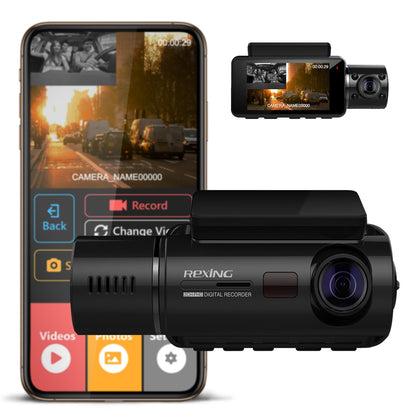 Rexing V3C Dual Camera Front and Inside Cabin Full HD 1080p Dash Cam with WiFi