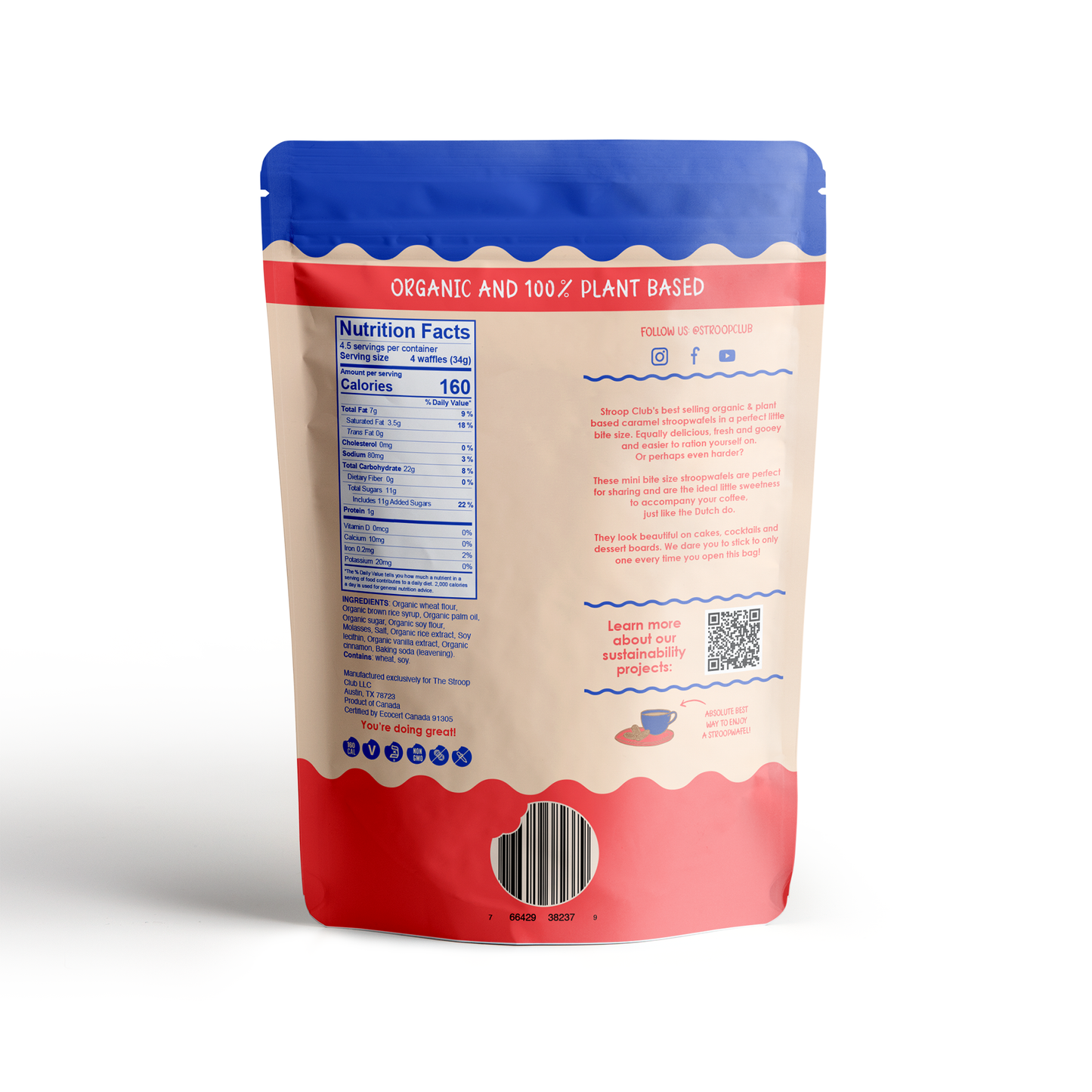 Stroop Club Mini Traditional Caramel Organic and Plant Based Stroopwafels