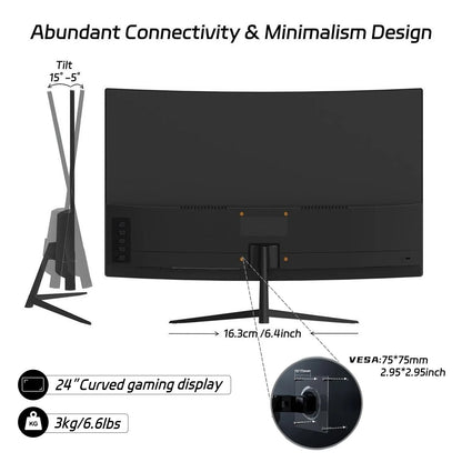 Rehisk 24Inch Micro-Curved 180Hz Full HD 1080P Gaming Monitor - RE241KV3