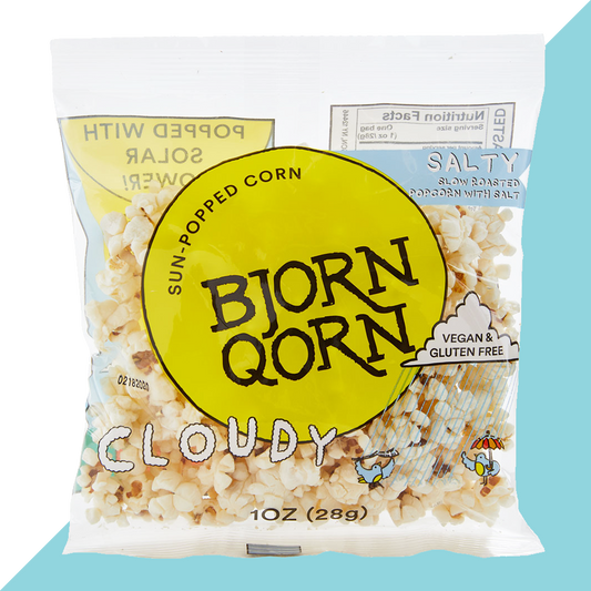 Bjorn Qorn Cloudy Popcorn Bags - 15-Pack x 1oz Bag case