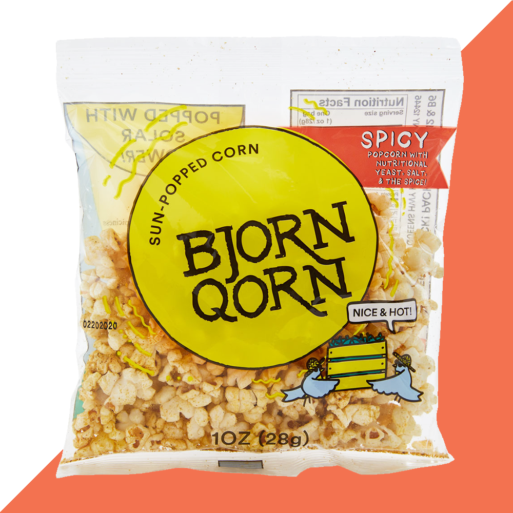 Bjorn Qorn Spicy Popcorn Bags - 15-Pack x 1oz Bag case