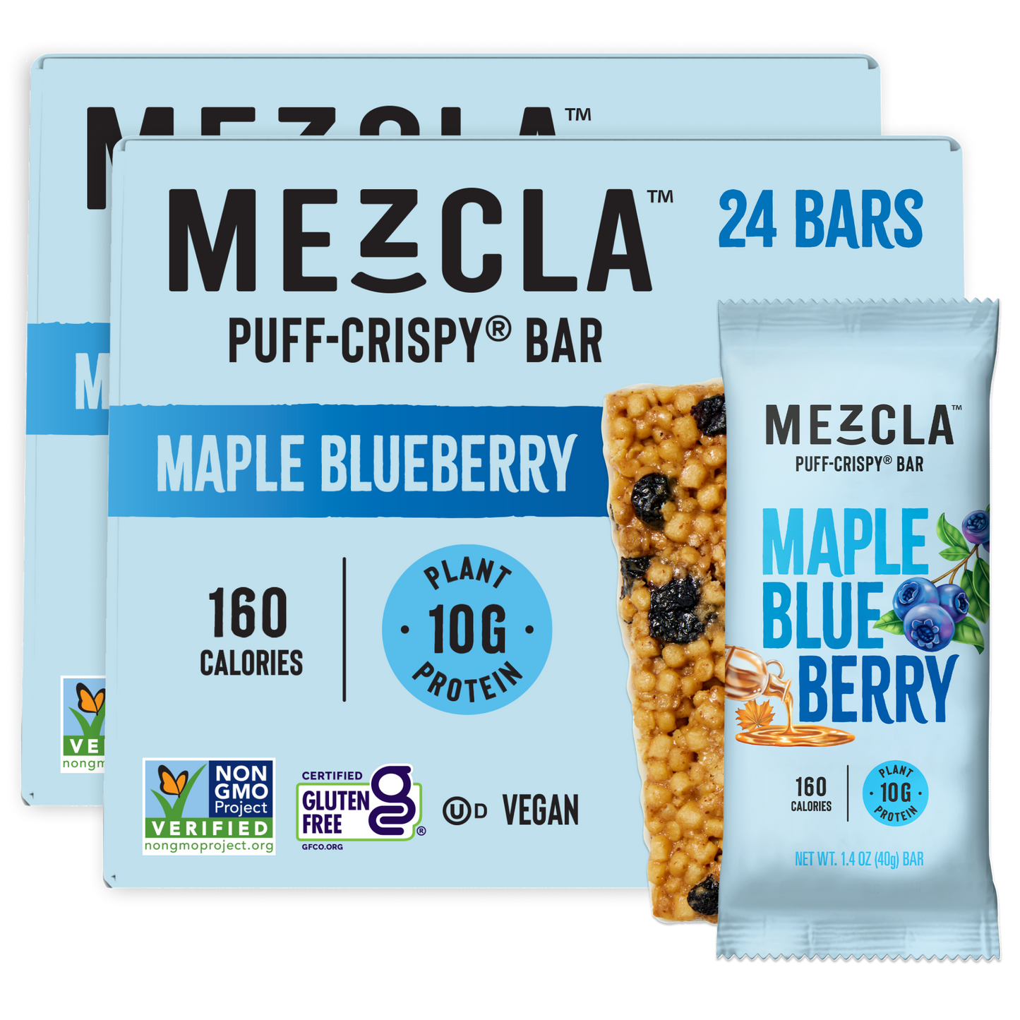 Mezcla Maple Blueberry Bars - 12 bars x 1.4 oz case