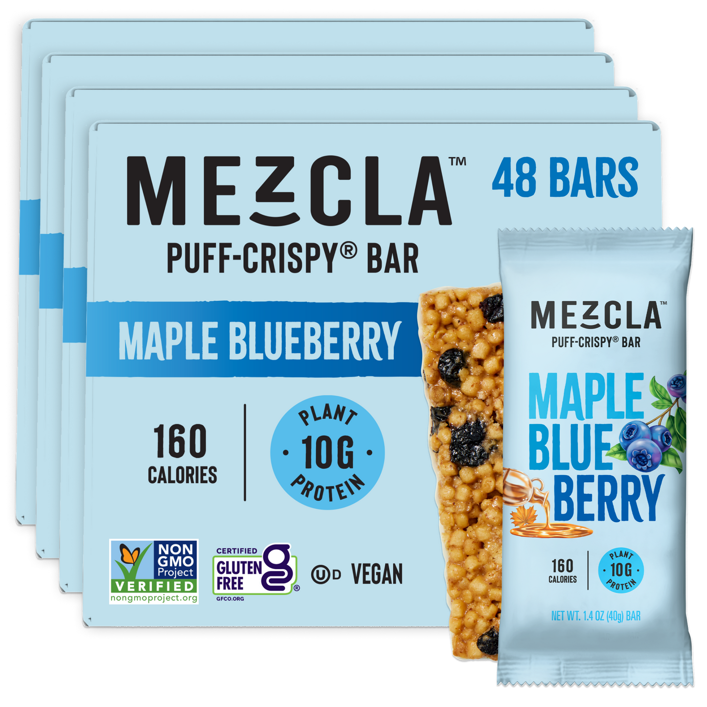 Mezcla Maple Blueberry Bars - 12 bars x 1.4 oz case