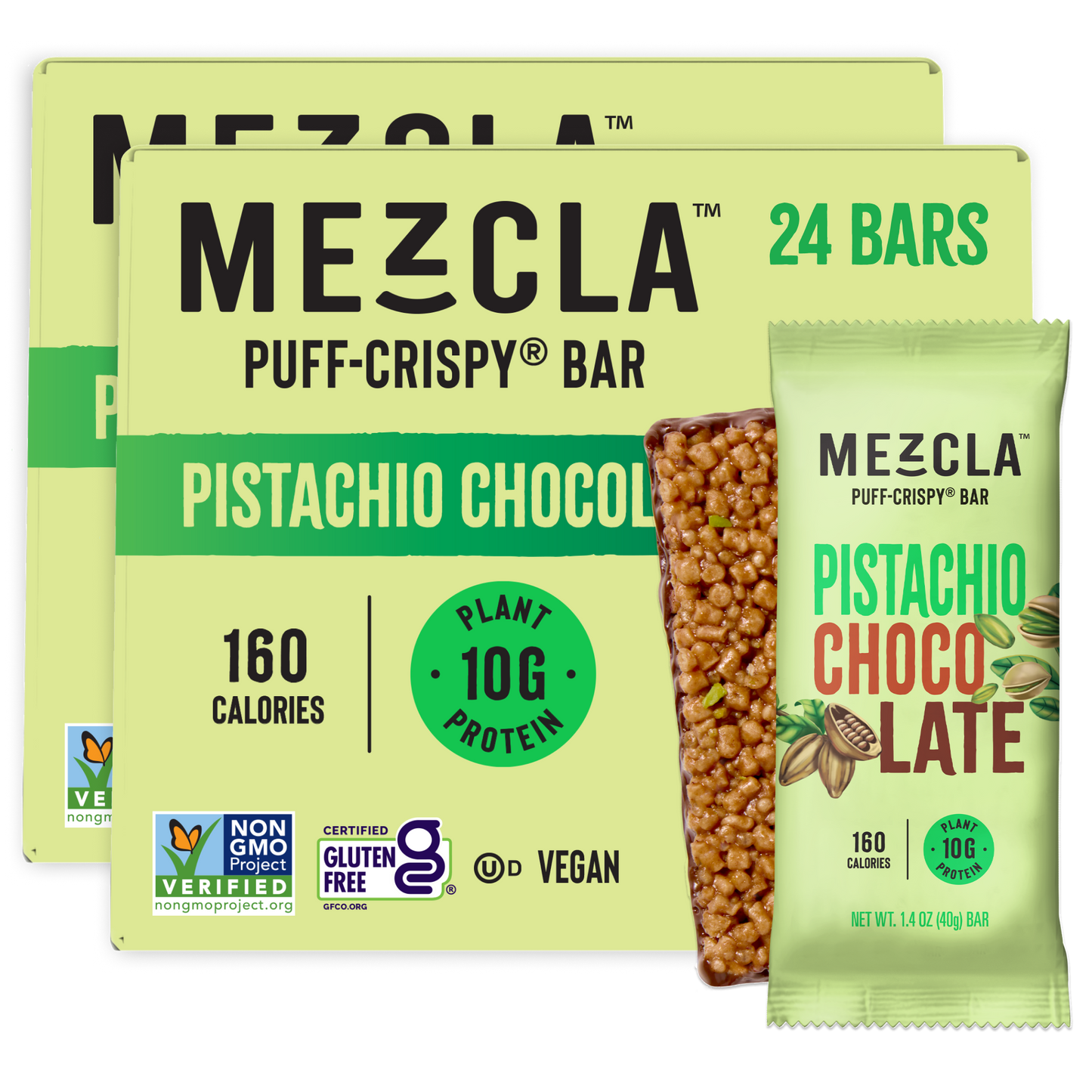 Mezcla Pistachio Chocolate Bars - 12 bars x 1.4 oz case