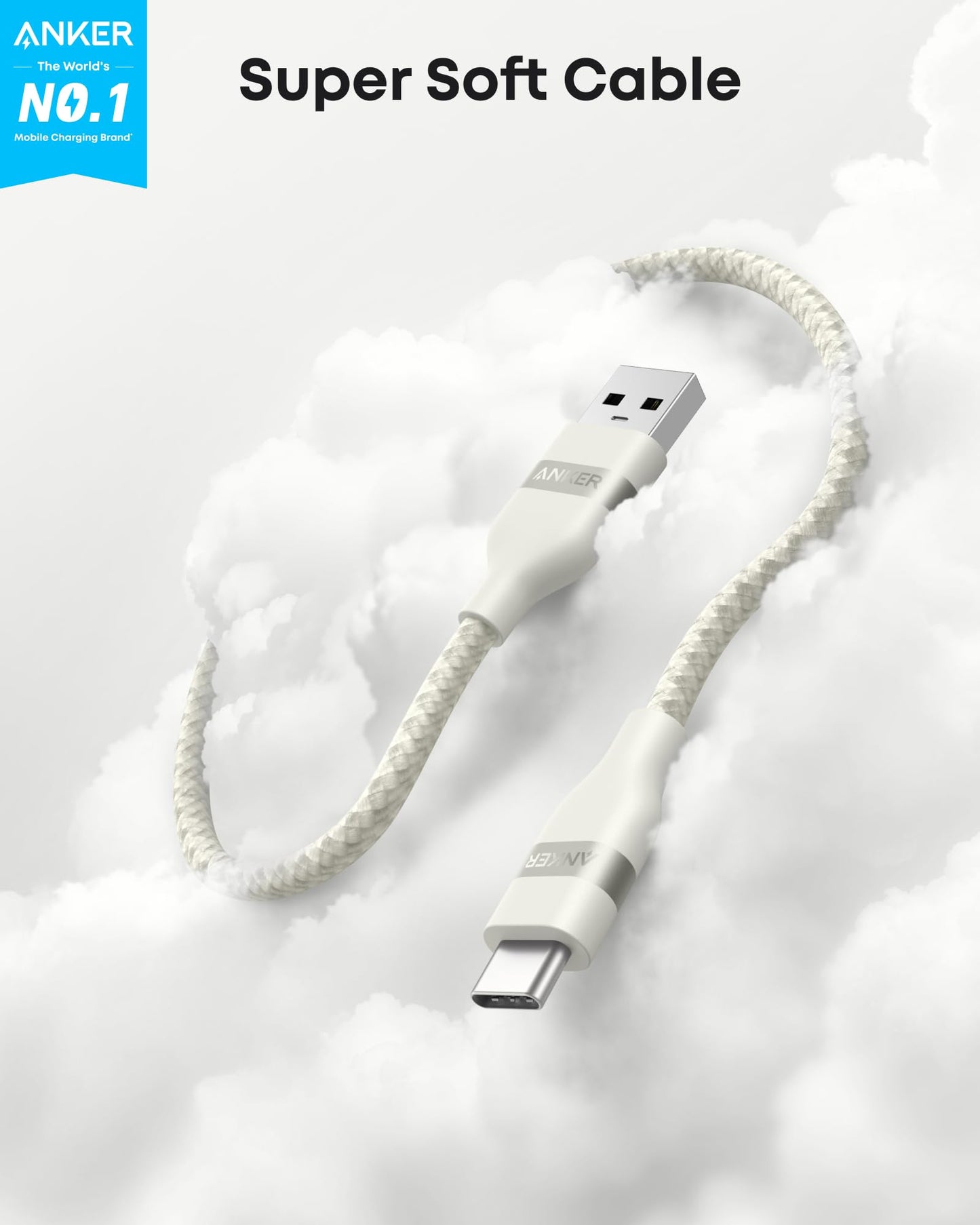 Anker USB-A to USB-C Cable (3 ft/6 ft, Upcycled-Braided)
