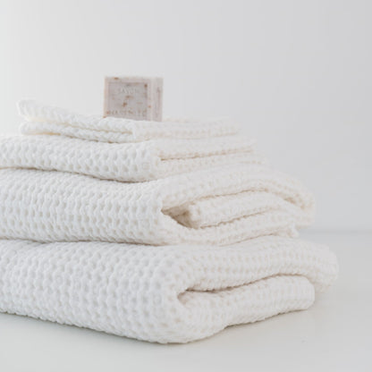 Linen Tales White Linen & Cotton Honeycomb Waffle Towel