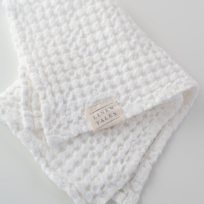 Linen Tales White Linen & Cotton Honeycomb Waffle Towel