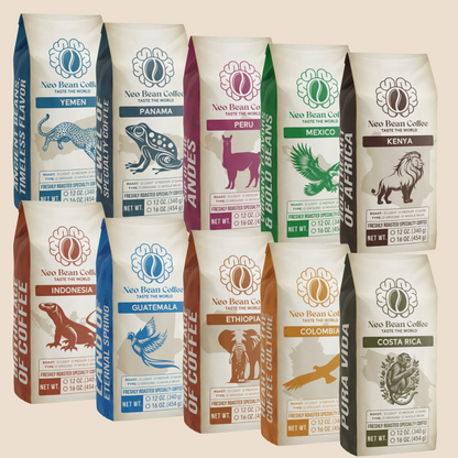 World Coffee Sample Pack - 5 Countries Freshly Roasted Specialty Coffee Samples
