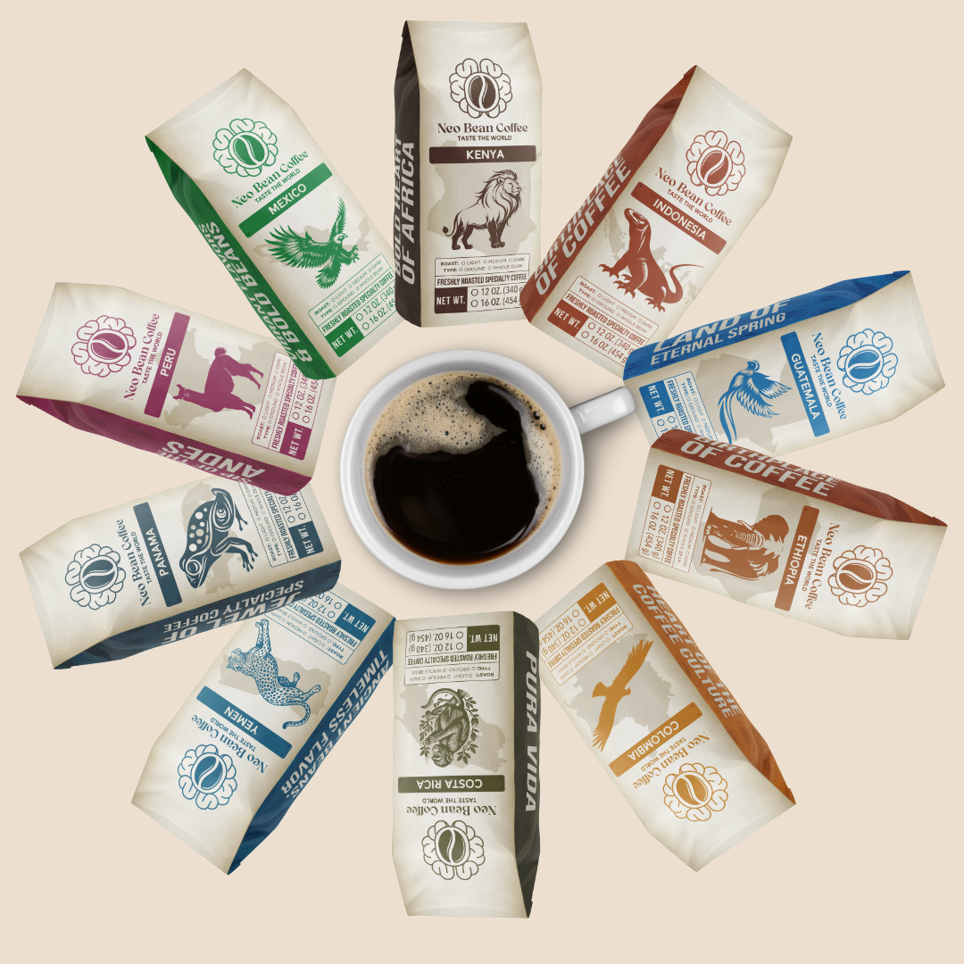 World Coffee Sample Pack - 5 Countries Freshly Roasted Specialty Coffee Samples