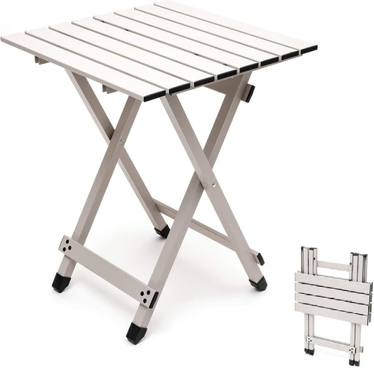 Folding Camping Table - Lightweight Aluminum Portable Picnic Table, 18.5X18.5X24.5 Inch for Cooking, Beach, Hiking, Travel, Fishing, BBQ, Indoor Outdoor Small Foldable Camp Tables
