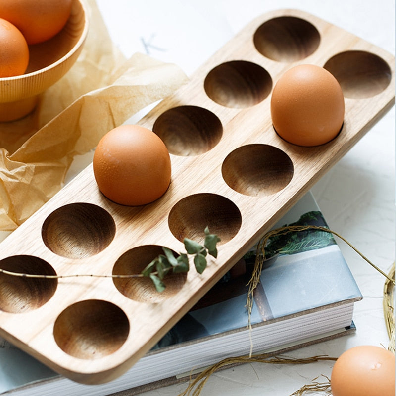 Blak Hom Japanese style Wooden Double Row Egg Storage