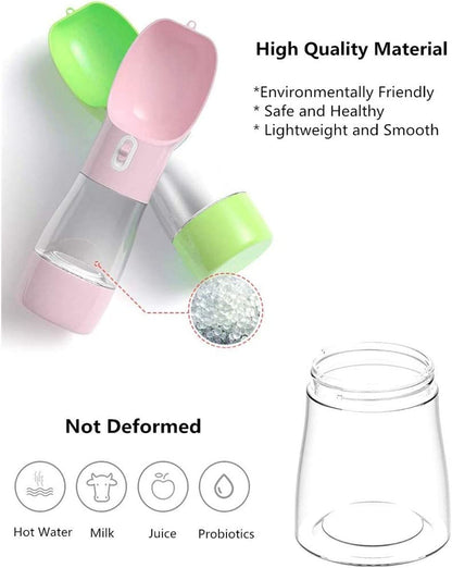 Outdoor Dog Water Bottle Dispenser - Leak Proof Bottles for Dogs on the Go with Food Container Multifunctional Travel Outdoor（Green）
