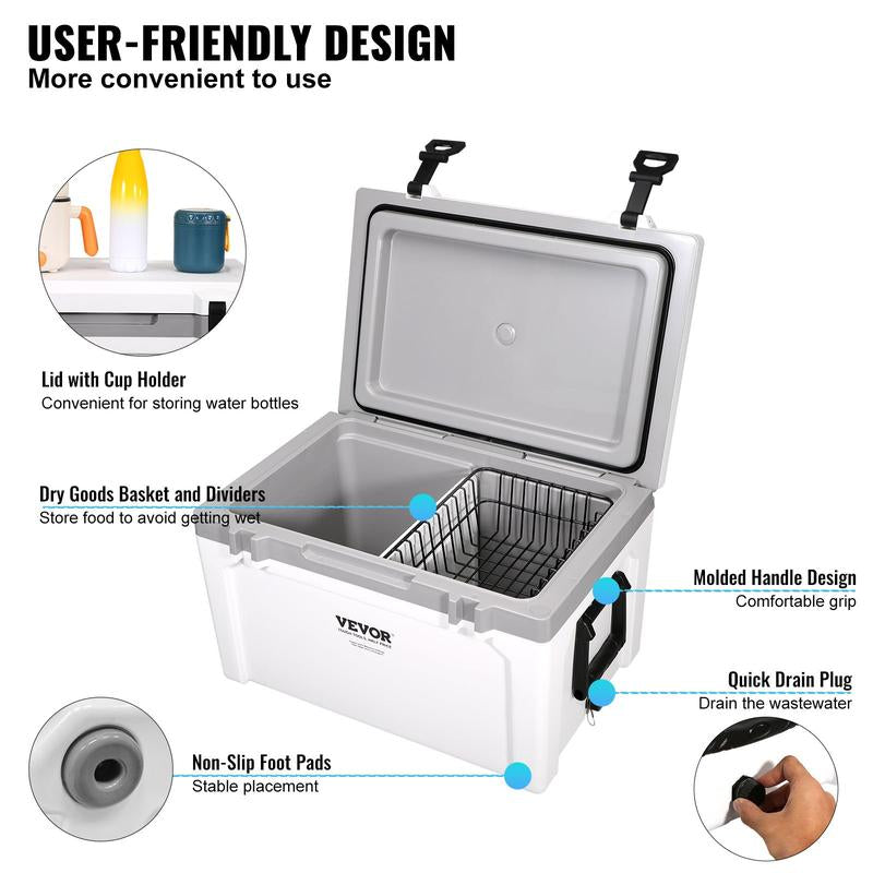 VEVOR Insulated Portable Lunchbox Cooler, Max 52 Qt - Holds 50 Cans, Ice Retention Hard Cooler with Heavy Duty Handle, Ice Chest Lunch Box for Camping, Beach, Picnic, Travel, Outdoor VEVOR Super Brand Day
