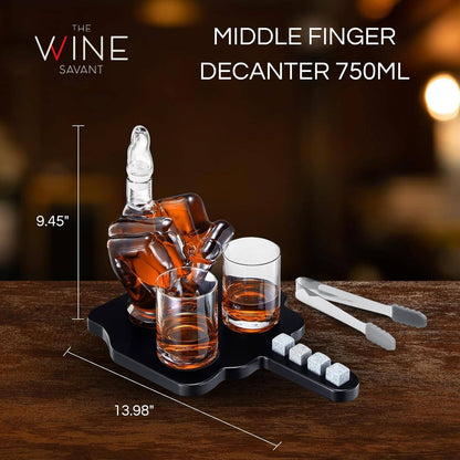 Middle Finger Whiskey Decanter Set with Glasses