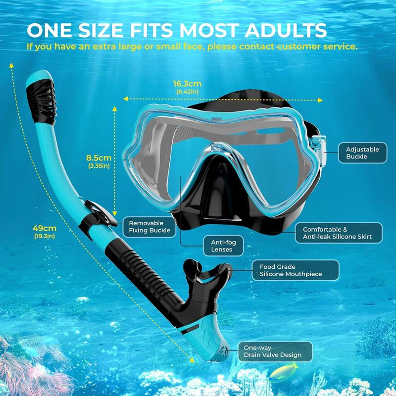 G2RISE SN05 Snorkel Set - Snorkeling Gear Mask with Breath Easy Airflow Tech & Foldable Design for Adults